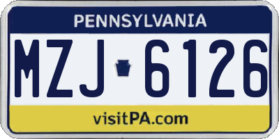 PA license plate MZJ6126