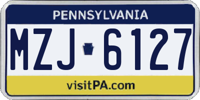 PA license plate MZJ6127