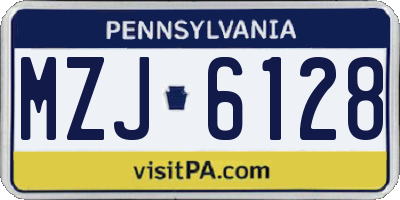 PA license plate MZJ6128
