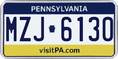 PA license plate MZJ6130