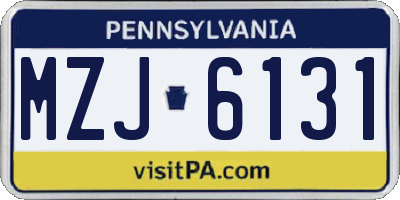 PA license plate MZJ6131