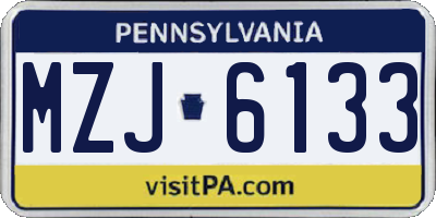 PA license plate MZJ6133
