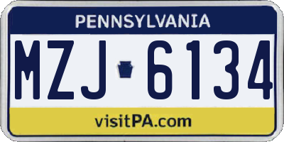 PA license plate MZJ6134