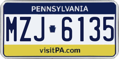 PA license plate MZJ6135