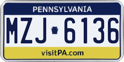 PA license plate MZJ6136