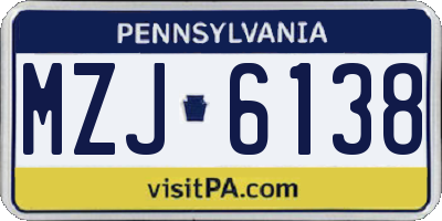 PA license plate MZJ6138