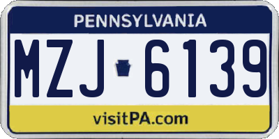 PA license plate MZJ6139