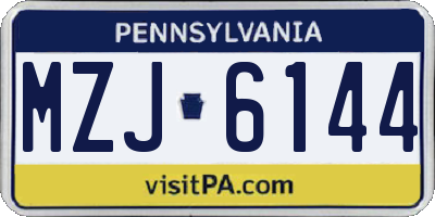 PA license plate MZJ6144