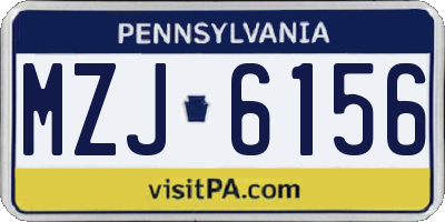 PA license plate MZJ6156