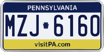PA license plate MZJ6160