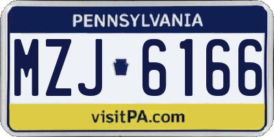 PA license plate MZJ6166