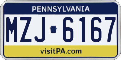 PA license plate MZJ6167