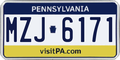 PA license plate MZJ6171