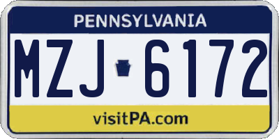 PA license plate MZJ6172