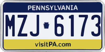 PA license plate MZJ6173