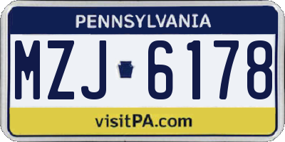 PA license plate MZJ6178