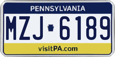 PA license plate MZJ6189