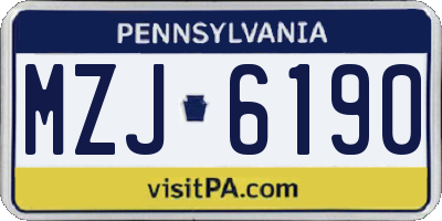 PA license plate MZJ6190