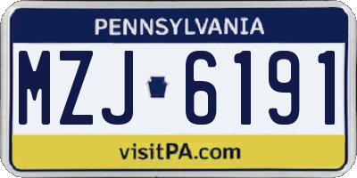 PA license plate MZJ6191