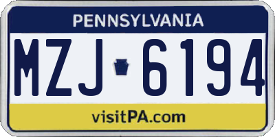 PA license plate MZJ6194