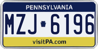 PA license plate MZJ6196