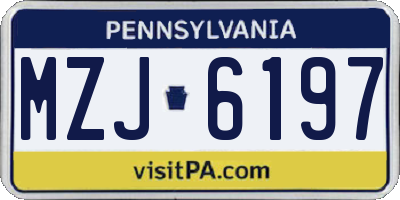 PA license plate MZJ6197