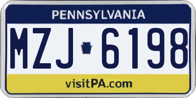PA license plate MZJ6198