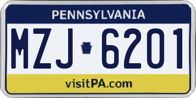 PA license plate MZJ6201
