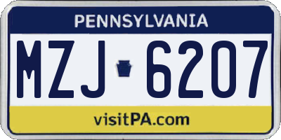 PA license plate MZJ6207