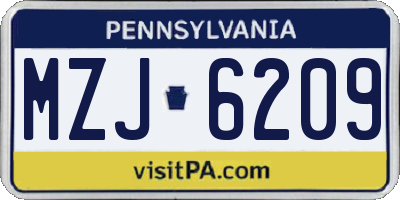 PA license plate MZJ6209
