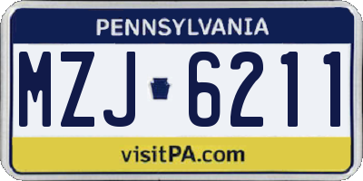 PA license plate MZJ6211