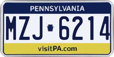 PA license plate MZJ6214