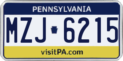PA license plate MZJ6215