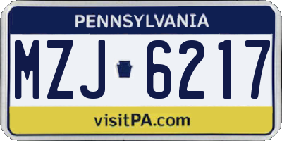 PA license plate MZJ6217