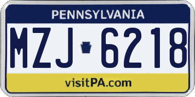PA license plate MZJ6218
