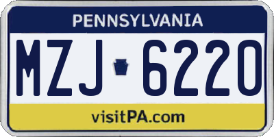 PA license plate MZJ6220