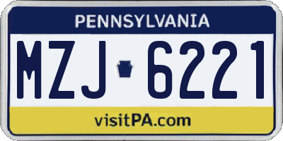PA license plate MZJ6221