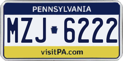 PA license plate MZJ6222