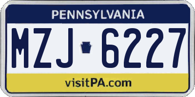 PA license plate MZJ6227