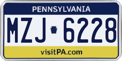 PA license plate MZJ6228