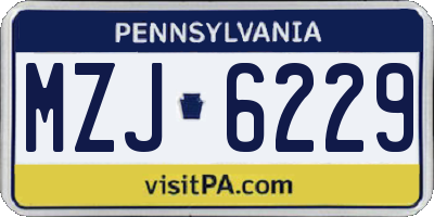 PA license plate MZJ6229
