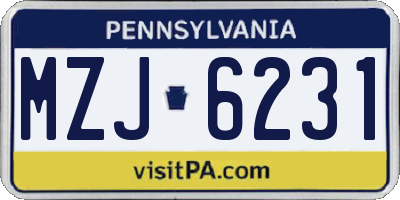 PA license plate MZJ6231