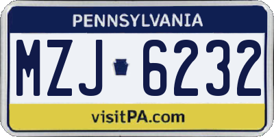 PA license plate MZJ6232