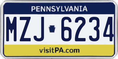PA license plate MZJ6234