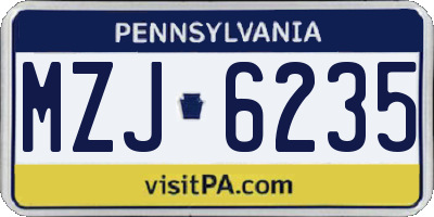 PA license plate MZJ6235