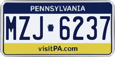 PA license plate MZJ6237