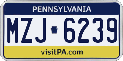 PA license plate MZJ6239