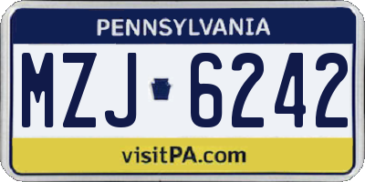 PA license plate MZJ6242