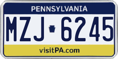 PA license plate MZJ6245