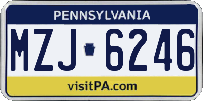 PA license plate MZJ6246